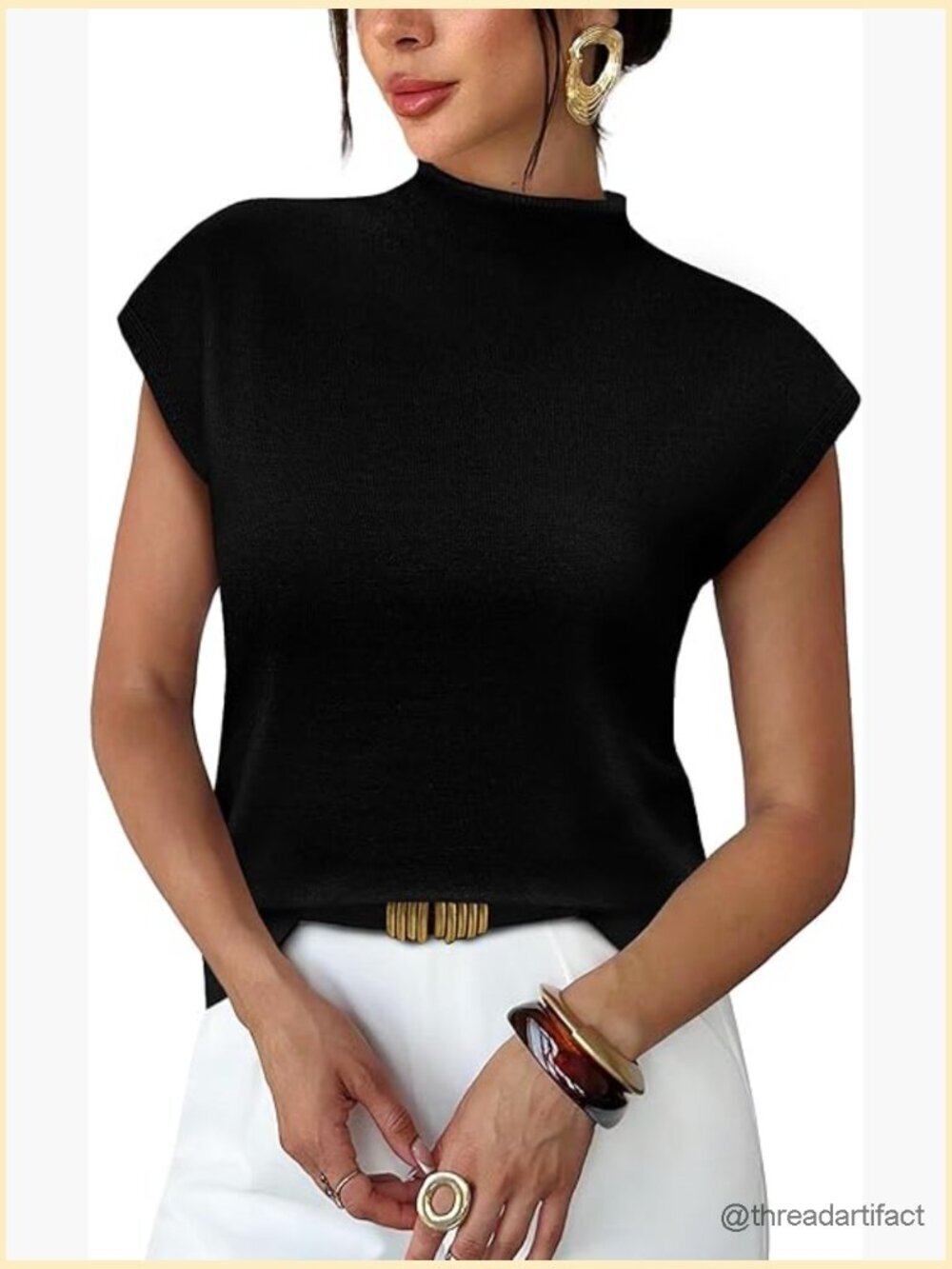 Short Sleeve Mock Neck Knit Pullover Sweater Top